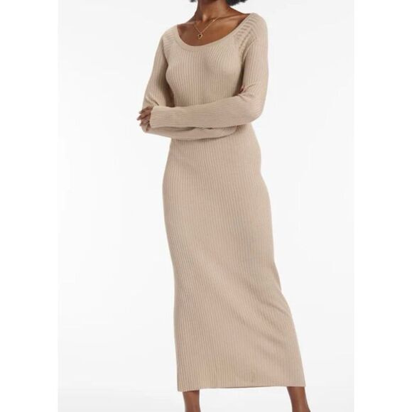 Splendid Dresses & Skirts - Splendid NWT cashblend tan ribbed long sleeve sweater dress large